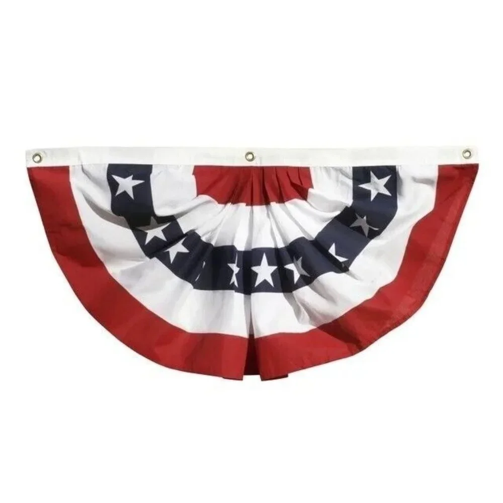 American Poly Cotton Patriotic Pleated Fan 18 x 36-inch Strong Heading Grommets